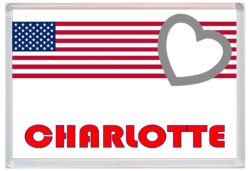 Charlotte - Love USA/United States of America Towns & Cities Flag - Jumbo Fridge Magnet Souvenir Gift