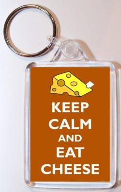 Keep Calm and Eat Cheese - Double Sided Large Keyring Key Ring Fob Chain Name Tag Gift Present Souvenir