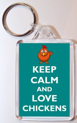 Keep Calm and Love Chickens - Double Sided Large Keyring Key Ring Fob Chain Name Tag Gift Present Souvenir