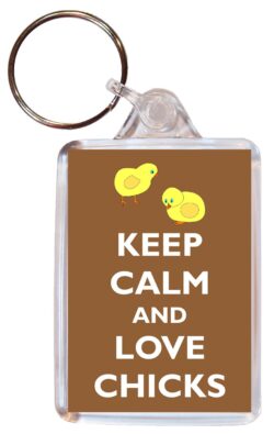 Keep Calm and Love Chicks - Double Sided Large Keyring Key Ring Fob Chain Name Tag Gift Present Souvenir