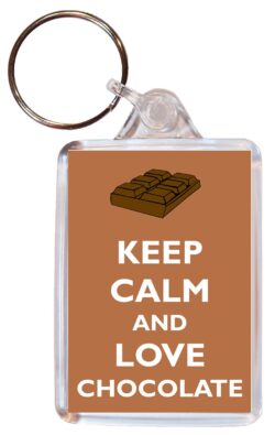 Keep Calm and Love Chocolate - Double Sided Large Keyring Key Ring Fob Chain Name Tag Gift Present Souvenir