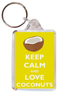 Keep Calm and Love Coconuts - Double Sided Large Keyring Key Ring Fob Chain Name Tag Gift Present Souvenir