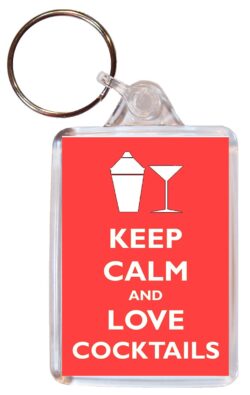 Keep Calm and Love Cocktails - Double Sided Large Keyring Key Ring Fob Chain Name Tag Gift Present Souvenir
