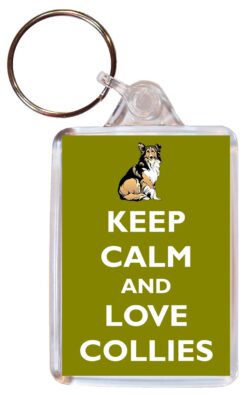 Keep Calm and Love Collies - Double Sided Large Keyring Key Ring Fob Chain Name Tag Gift Present Souvenir