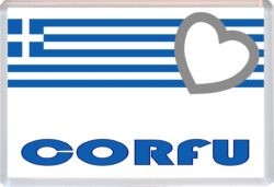 Corfu - Love Greece/Greek Towns & Cities Flag - Jumbo Fridge Magnet Souvenir Gift Present