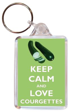 Keep Calm and Love Courgettes - Double Sided Large Keyring Key Ring Fob Chain Name Tag Gift Present Souvenir