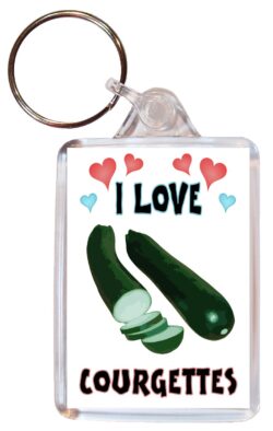 I Love Courgettes - Double Sided Large Keyring Key Fob Chain Ring Name Tag Gift Present Souvenir