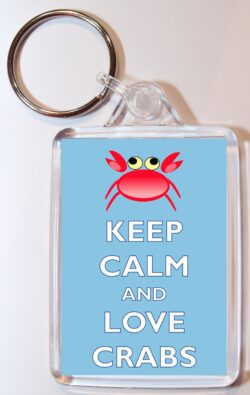 Keep Calm and Love Crabs - Double Sided Large Keyring Key Ring Fob Chain Name Tag Gift Present Souvenir