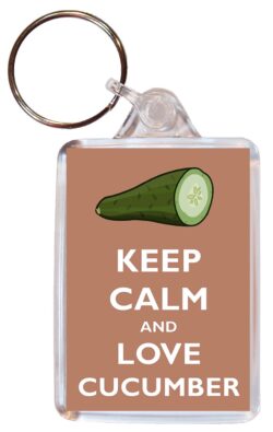 Keep Calm and Love Cucumber - Double Sided Large Keyring Key Ring Fob Chain Name Tag Gift Present Souvenir