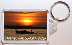 Cafe Del Mar Sunset - Ibiza - Spain - Double Sided Large Keyring Key Fob Chain Ring Gift Present Souvenir