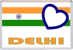 Delhi - Love Indian/Indian Towns & Cities Flag - Jumbo Fridge Magnet Souvenir Gift Present