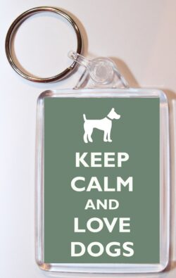 Keep Calm and Love Dogs - Double Sided Large Keyring Key Ring Fob Chain Name Tag Gift Present Souvenir