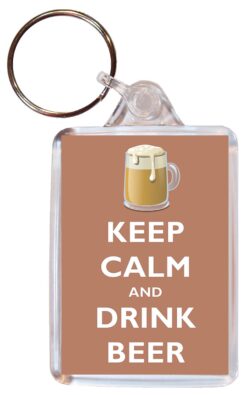 Keep Calm and Drink Beer - Double Sided Large Keyring Key Ring Fob Chain Name Tag Gift Present Souvenir