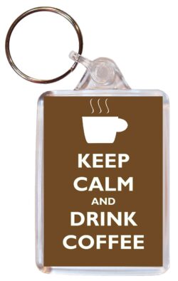 Keep Calm and Drink Coffee - Double Sided Large Keyring Key Ring Fob Chain Name Tag Gift Present Souvenir