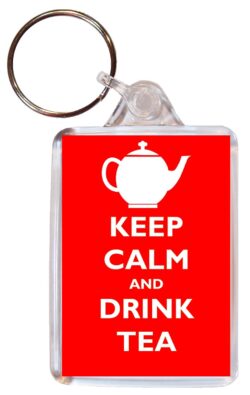 Keep Calm and Drink Tea - Double Sided Large Keyring Key Ring Fob Chain Name Tag Gift Present Souvenir