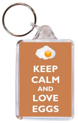 I Love Eggs - Double Sided Large Keyring Key Fob Chain Ring Name Tag Gift Present Souvenir