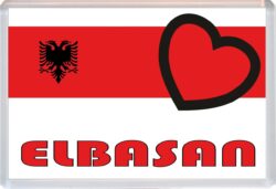 Elbasan - Love Albania Towns & Cities Flag - Jumbo Fridge Magnet Souvenir Gift Present