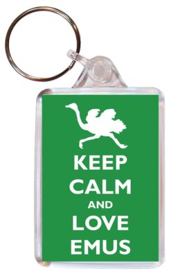 Keep Calm and Love Emus - Double Sided Large Keyring Key Ring Fob Chain Name Tag Gift Present Souvenir