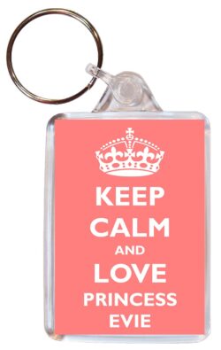 Keep Calm and Love Princess Evie - Double Sided Large Keyring Key Ring Fob Chain Name Tag Gift Girl Girls Present Souvenir