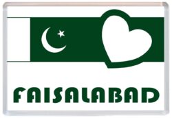 Faisalabad - Love Pakistan/Pakistani Towns & Cities Flag - Jumbo Fridge Magnet Souvenir Gift Present