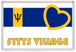 Fitts Village - Love Barbados Towns & Cities Flag - Jumbo Fridge Magnet Souvenir Gift Present