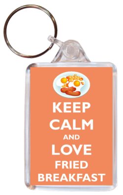 Keep Calm and Love Fried Breakfast - Double Sided Large Keyring Key Ring Fob Chain Name Tag Gift Present Souvenir