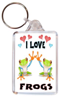 I Love Frogs - Double Sided Large Keyring Key Fob Chain Ring Name Tag Gift Present Souvenir