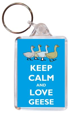 Keep Calm and Love Geese - Double Sided Large Keyring Key Ring Fob Chain Name Tag Gift Present Souvenir