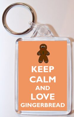 Keep Calm and Love Gingerbread - Double Sided Large Keyring Key Ring Fob Chain Name Tag Gift Present Souvenir