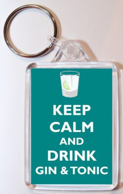 Keep Calm and Drink Gin & Tonic - Double Sided Large Keyring Key Ring Fob Chain Name Tag Gift Present Souvenir