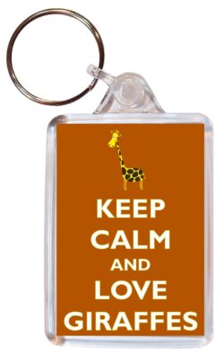 Keep Calm and Love Giraffes  - Double Sided Large Keyring Key Ring Fob Chain Name Tag Gift Present Souvenir