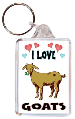 I Love Goats - Double Sided Large Keyring Key Fob Chain Ring Name Tag Gift Present Souvenir
