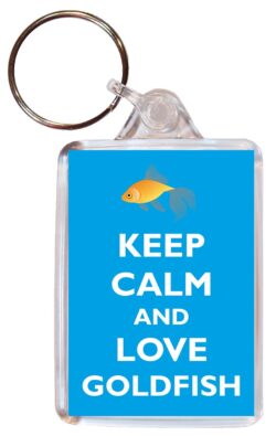 Keep Calm and Love Goldfish  - Double Sided Large Keyring Key Ring Fob Chain Name Tag Gift Present Souvenir