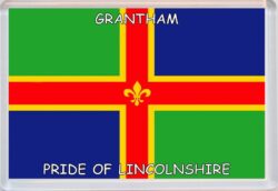 Grantham - Pride of Lincolnshire County Flag - Jumbo Fridge Magnet Souvenir Gift Present