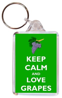 I Love Grapes - Double Sided Large Keyring Key Fob Chain Ring Name Tag Gift Present Souvenir