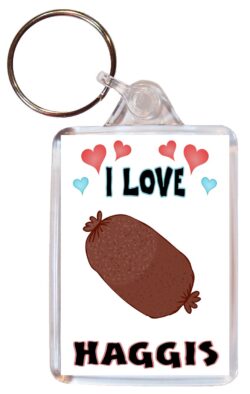 I Love Haggis - Double Sided Large Keyring Key Fob Chain Ring Name Tag Gift Present Souvenir