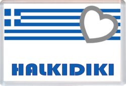 Halkidiki - Love Greece/Greek Towns & Cities Flag - Jumbo Fridge Magnet Souvenir Gift Present