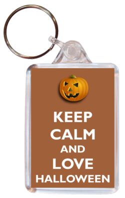 Keep Calm and Love Halloween - Double Sided Large Keyring Key Fob Chain Ring Gift Present Souvenir