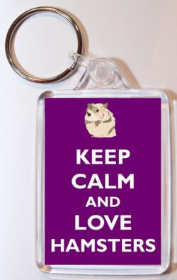 Keep Calm and Love Hamsters - Double Sided Large Keyring Key Ring Fob Chain Name Tag Gift Present Souvenir