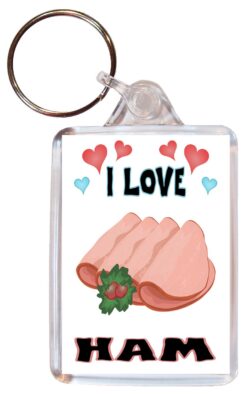I Love Ham - Double Sided Large Keyring Key Fob Chain Ring Name Tag Gift Present Souvenir