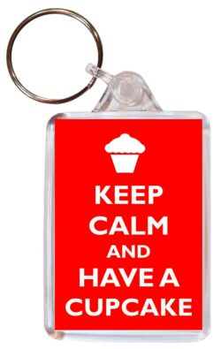 Keep Calm and Have a Cupcake - Double Sided Large Keyring Key Ring Fob Chain Name Tag Gift Present Souvenir