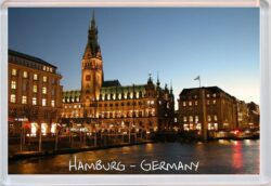 Hamburg - Germany - Jumbo Fridge Magnet Souvenir Gift Present Evening