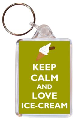 Keep Calm and Love Ice-Cream - Double Sided Large Keyring Key Ring Fob Chain Name Tag Gift Present Souvenir