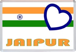 Jaipur - Love Indian/Indian Towns & Cities Flag - Jumbo Fridge Magnet Souvenir Gift Present