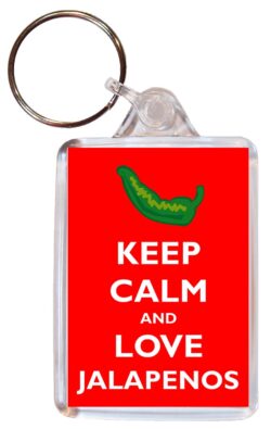 Keep Calm and Love Jalapenos - Double Sided Large Keyring Key Ring Fob Chain Name Tag Gift Present Souvenir