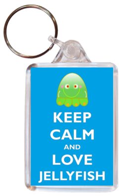 Keep Calm and Love Jellyfish - Double Sided Large Keyring Key Ring Fob Chain Name Tag Gift Present Souvenir