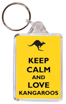 Keep Calm and Love Kangaroos - Double Sided Large Keyring Key Ring Fob Chain Name Tag Gift Present Souvenir