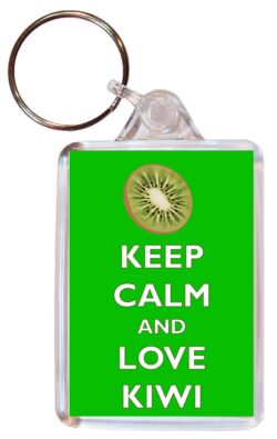 Keep Calm and Love Kiwi - Double Sided Large Keyring Key Ring Fob Chain Name Tag Gift Present Souvenir
