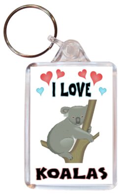 I Love Koalas - Double Sided Large Keyring Key Fob Chain Ring Name Tag Gift Present Souvenir