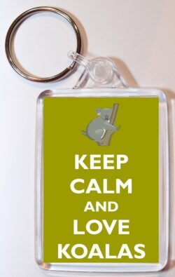 Keep Calm and Love Koalas - Double Sided Large Keyring Key Ring Fob Chain Name Tag Gift Present Souvenir